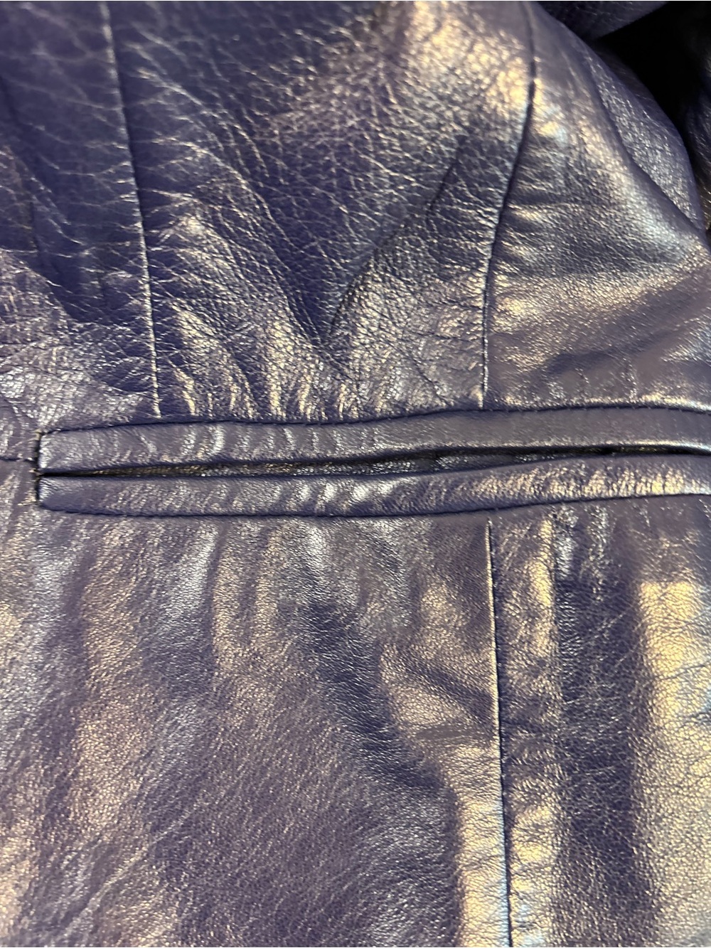Women’s Navy Indigo Leather Blazer Jacket - Picture 4 of 10